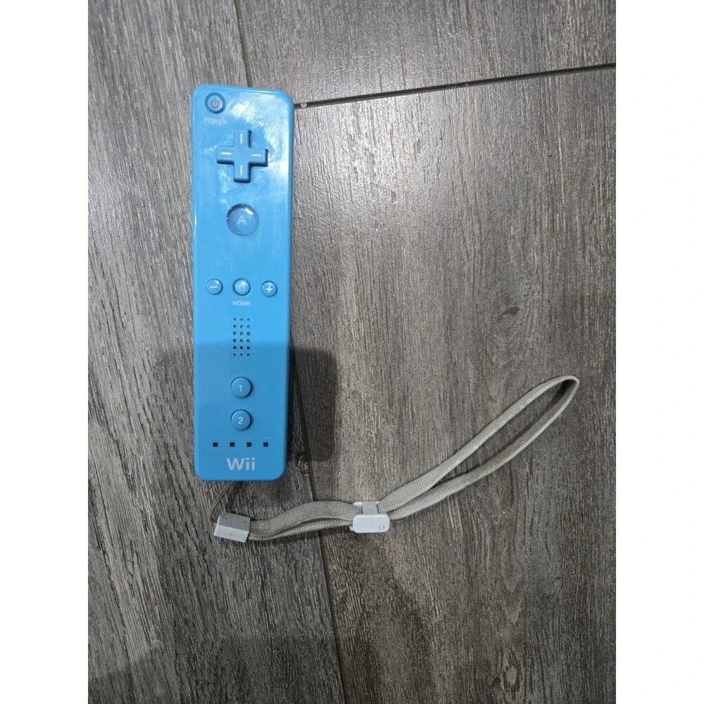 Official Nintendo Wii Blue Remote Controller RVL-003 OEM Wiimote Tested Strap
